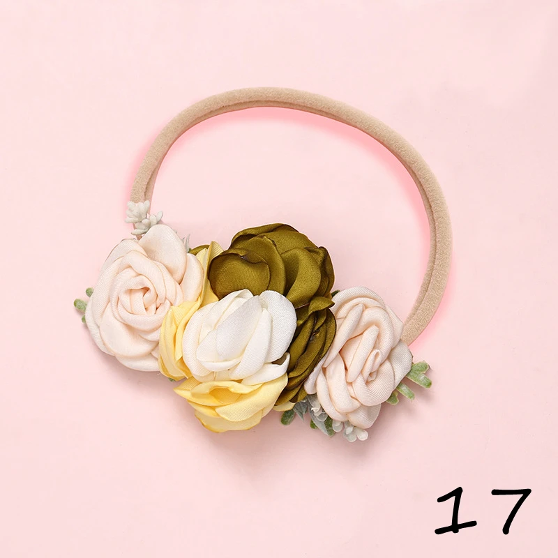 Artificial Flower Headband For Baby Girls Crown Kids Infant Hairband Nylon Traceless Newborn Photography Props Hair Accessories | Мать и