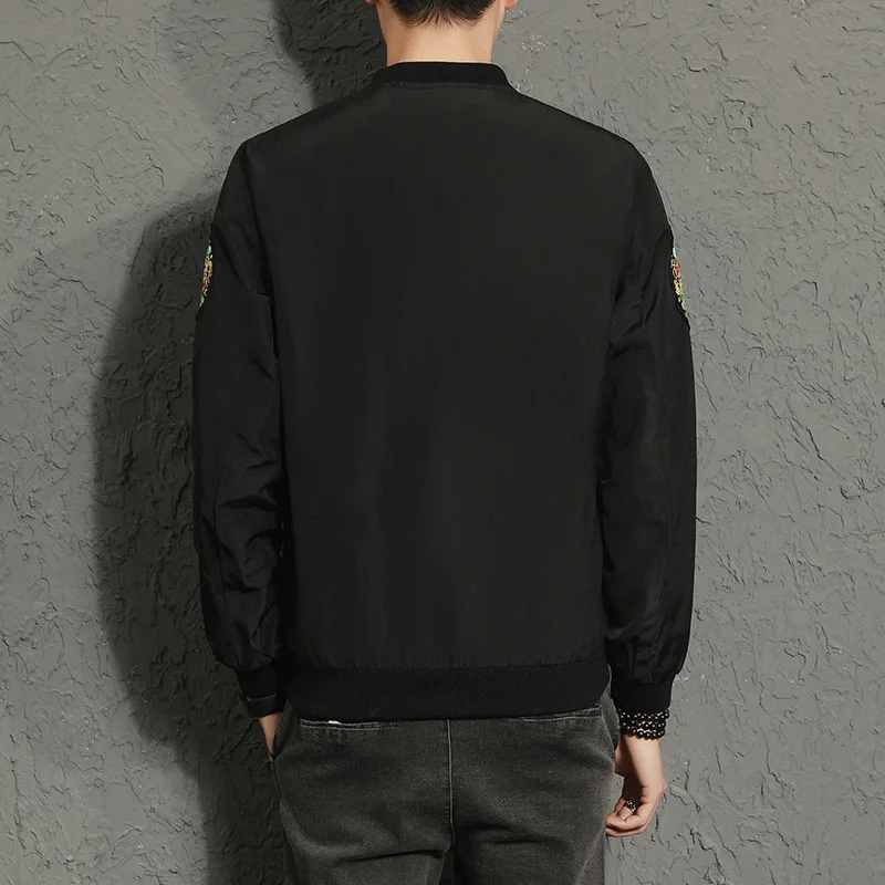 

Bomber Dragon Embroidery Jacket Men New Fashion Chinese Long Jackets Men Slim Fit Long Sleeve Casual Mens Coats 4XL 5XL