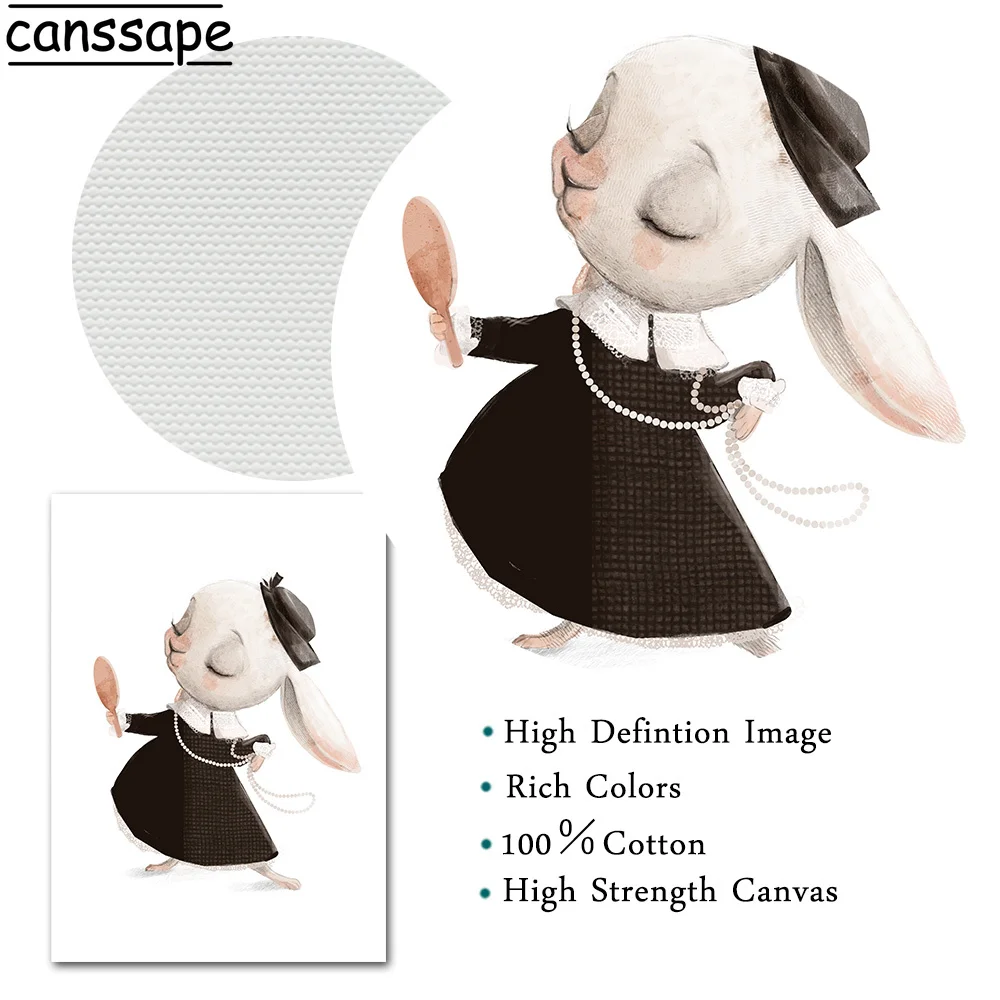 Картина на холсте с изображением мыши медведя кролика лисы постер для детской