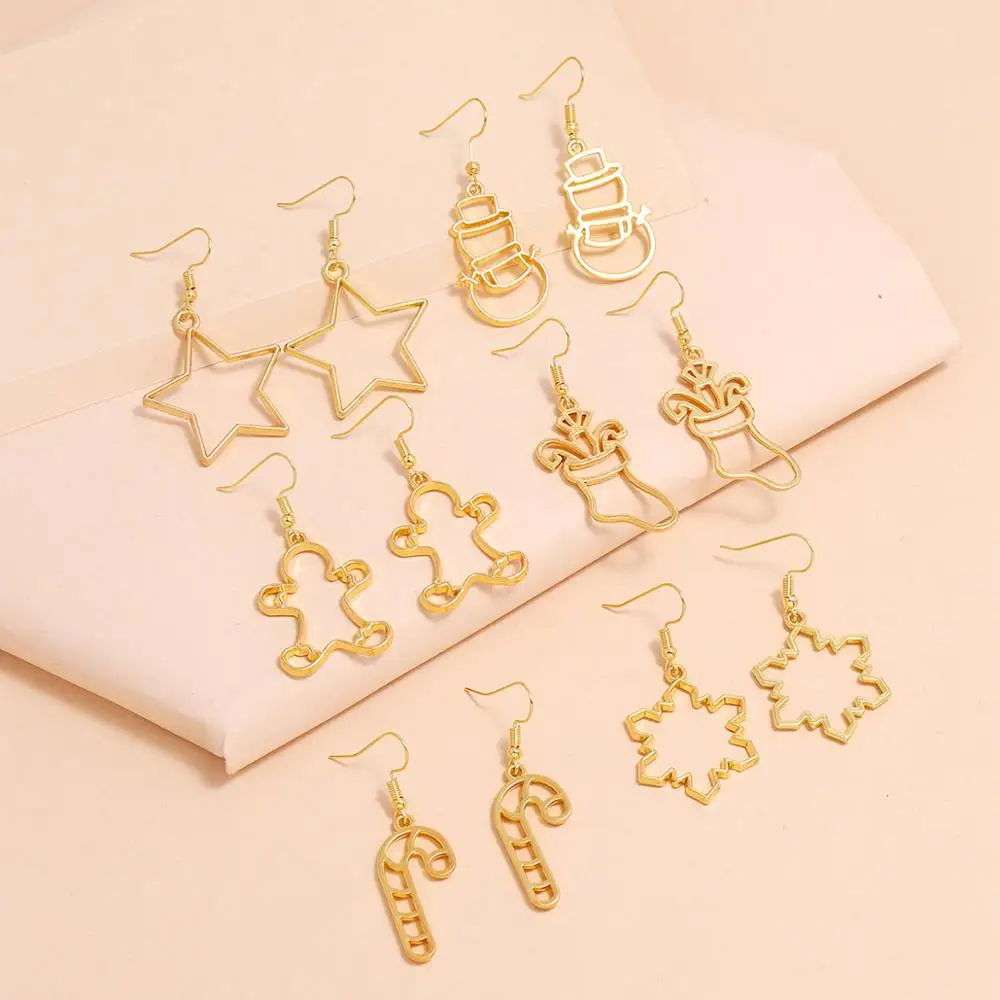 

6 pieces / Set Christmas earrings earrings titanium steel bear men's and women's jewelry