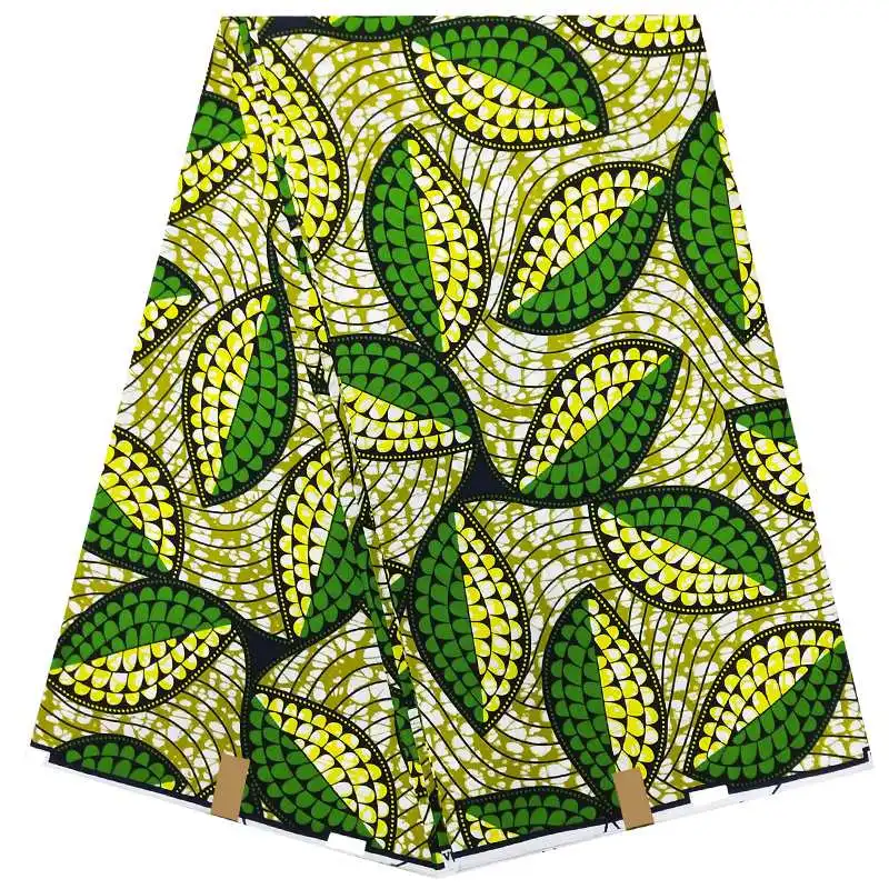 Зеленая африканская вощеная ткань принтом настоящий мягкий 100% хлопок 6 ярдов/шт