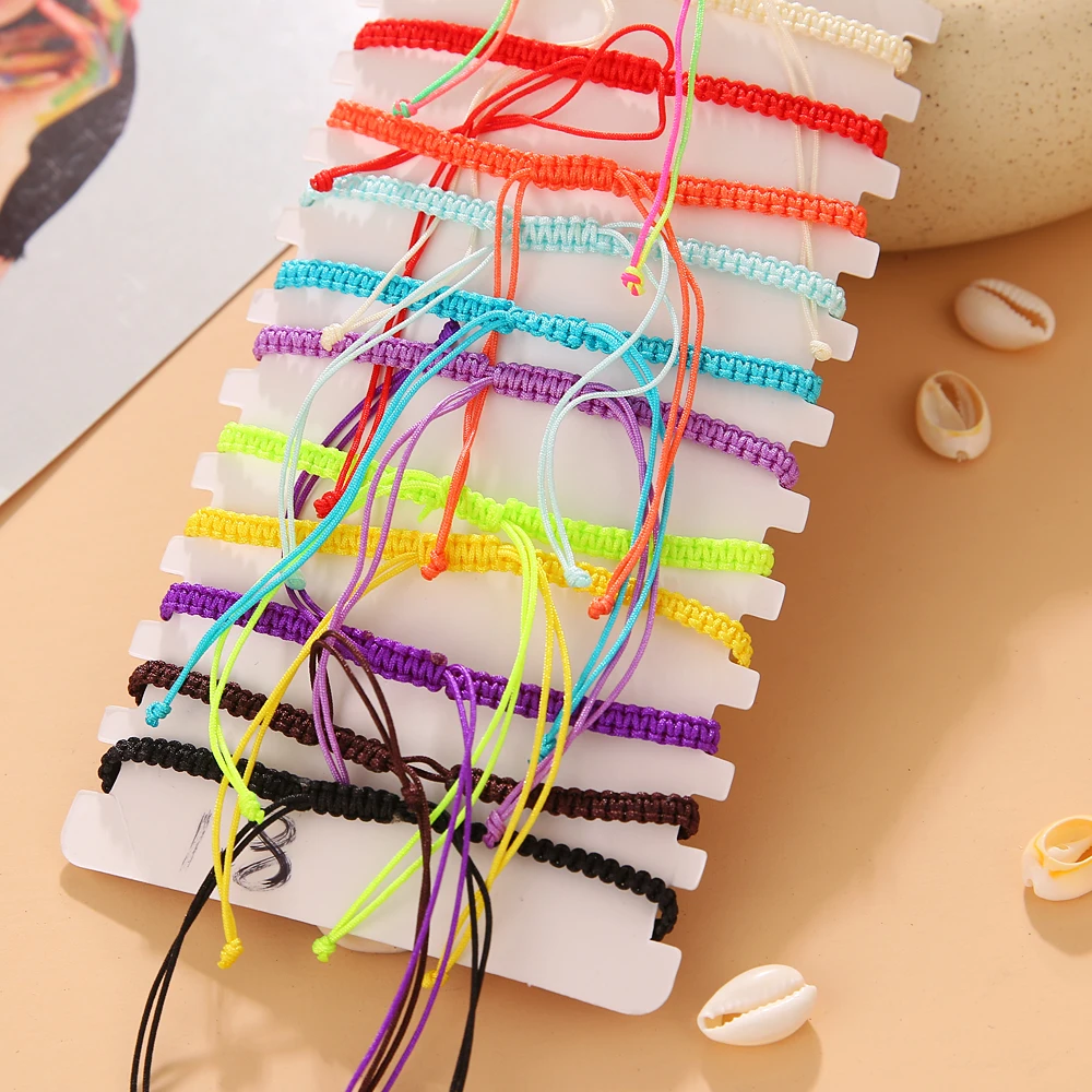 

2021 Fashion Jewelry 12 Pieces/Set of Colorful Crystal Alloy Turtle Bracelet Cuffs Hand Knitted Adjustable String Bracelet Lady