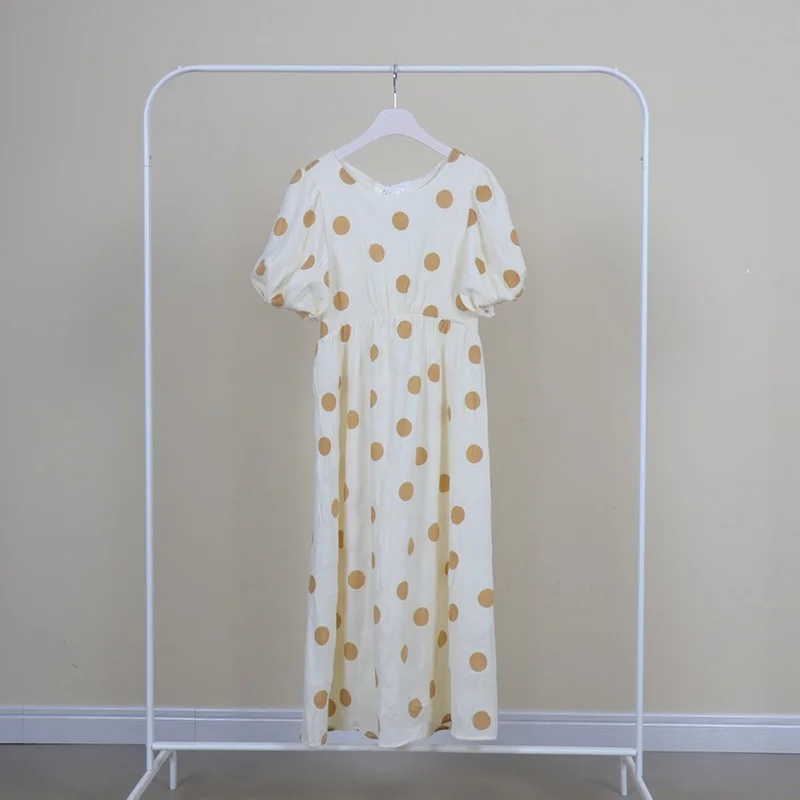 

Korean Style V Neck Backless Polka Dot Woman Dress Elegant Slim Waist Puff Sleeve Vestidos De Mujer Celebrity Runway Party Robe