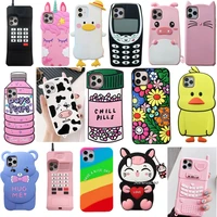 for iphone 6 se 2020 7 8 plus x xr xs max 12 pro max mini 3d cartoon animal flower soft silicone case phone back cover shell