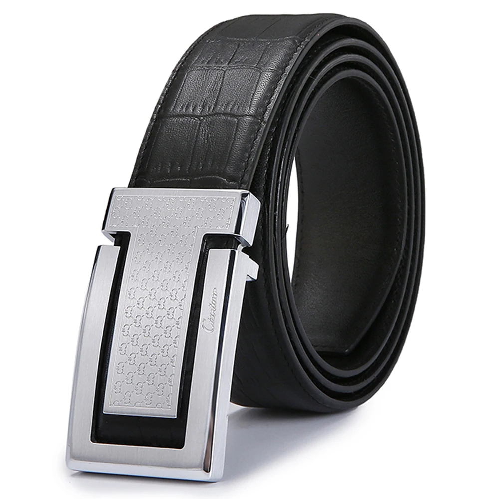Ciartuar Men Belt for Jeans Casual Luxury High Quality Waist Belt Smooth Buckle Genuine Leather Belt Designer Gold Metal Belt