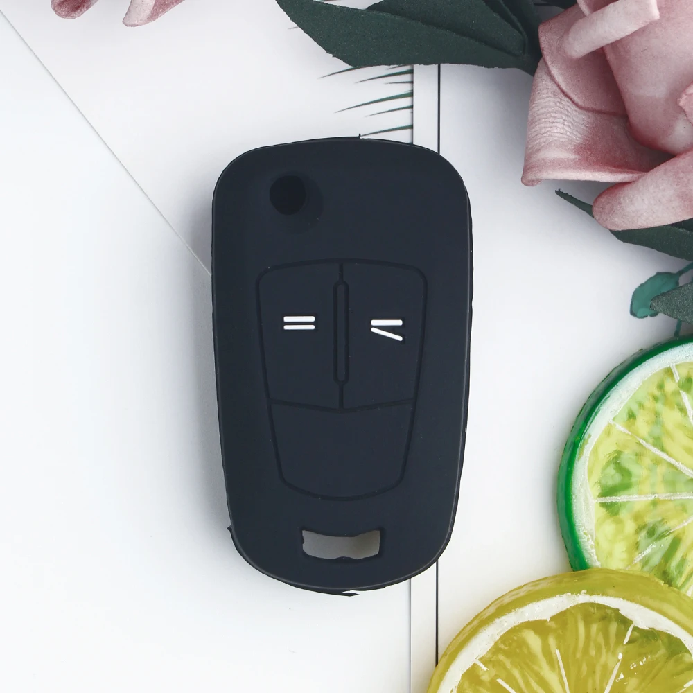 KEYYOU 2 кнопки Автомобильный ключ силиконовый чехол протектор держатель для Vauxhall Opel Astra H Corsa D Vectra C Zafira Astra Vectra Signum - Название цвета: Черный