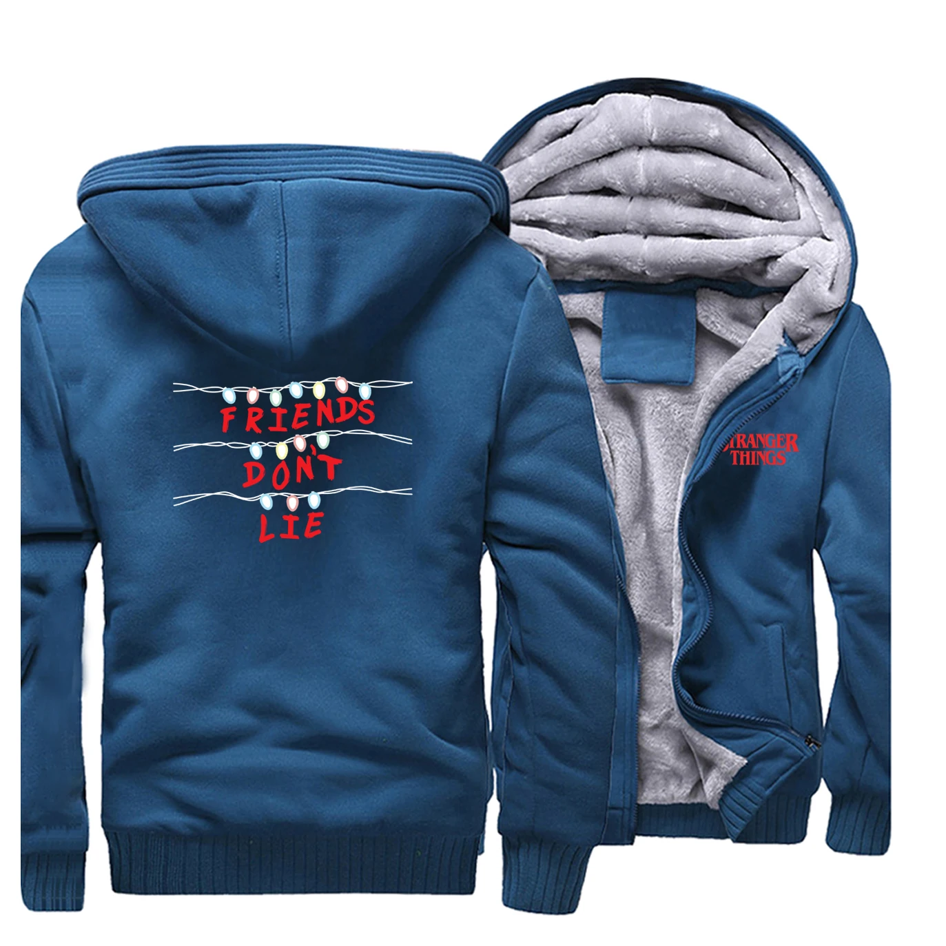 

2019 Winter Fleece Warm Thick Hooded Sweatshirts stranger things Coats Fashion Men Hoodies Hip Hop Hoody Men Streetwear