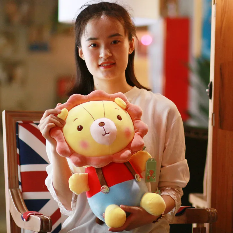 

Cartoon Sun Lion Stuffed Doll Soft Cuddly Kids Room Doll Home decoration Plush Toy Soft Lion Animals Bedside Plush Toys