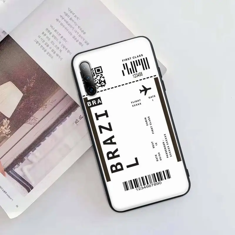 

Plane Ticket Black Rubber Mobile Phone Cover Case For Redmi S2 4X 5 5A Plus 6 6A 7 7A 8 8A 9 9A