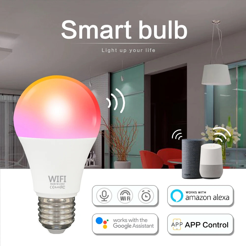 

22LED WIFI Smart Bulb Voice Control Super Bright Dimmable Bulb E27 Night Light APP Operation with Amazon Alexa/Google Home