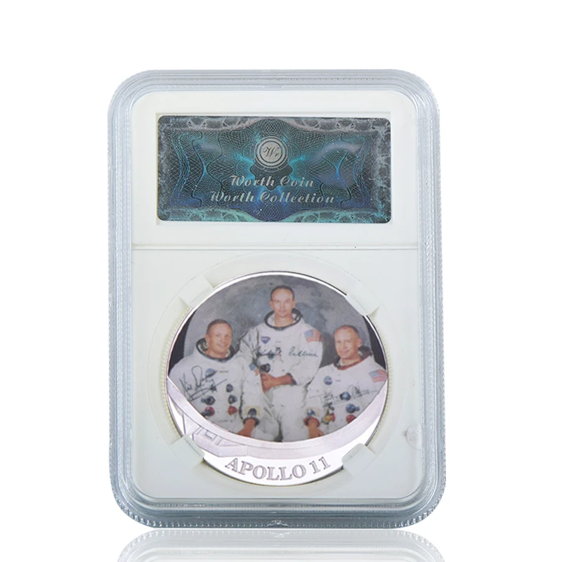 coin3 with case WR Apollo 11 50th Anniversary серебряные коллекционные монеты с держателем для монет оригинальная монета для вызова медаль США коллектор дропшиппинг - Цвет: coin3 with case