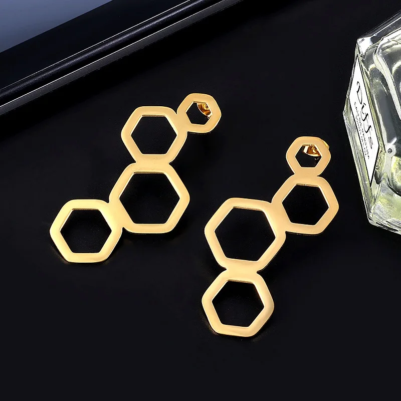 Женские серьги гвоздики в виде сот из нержавеющей стали|Серьги-гвоздики| |