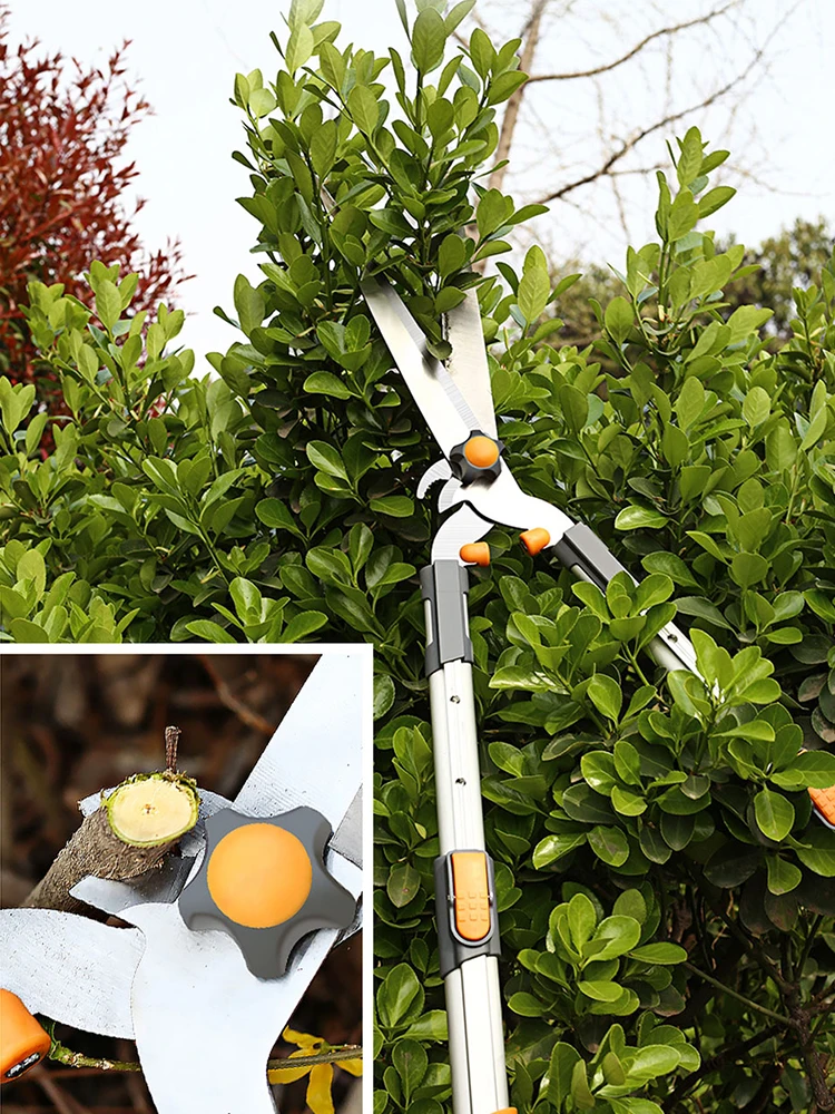 AI-ROAD Hedge Shear Long Handle Garden Pruning Shears Anvil Tree Lawn Cutter Flower Branches Grass Trimmer Household Hand Tool