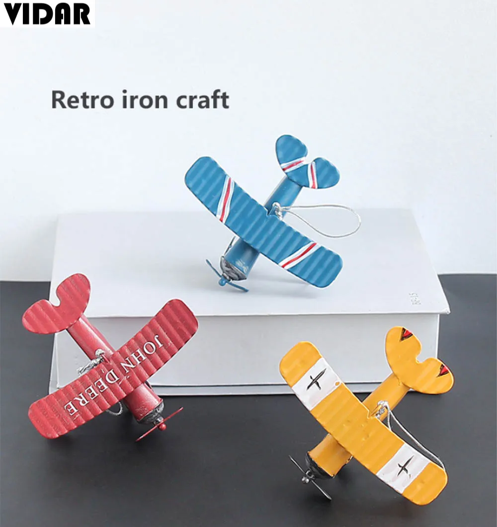 VIDAR Железный ретро самолет фигурки металлический модель винтажный планер биплан