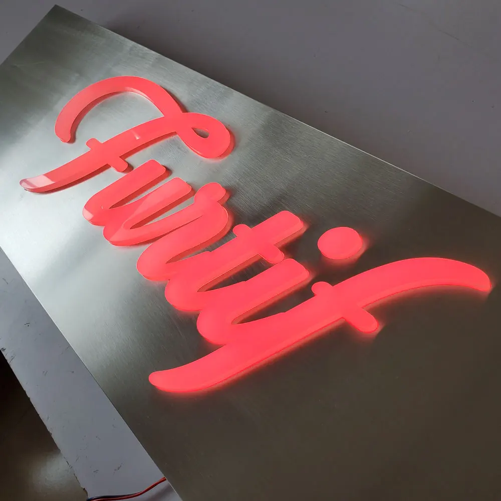 Giant red light SUS metal light box acrylic cut letter commercial use