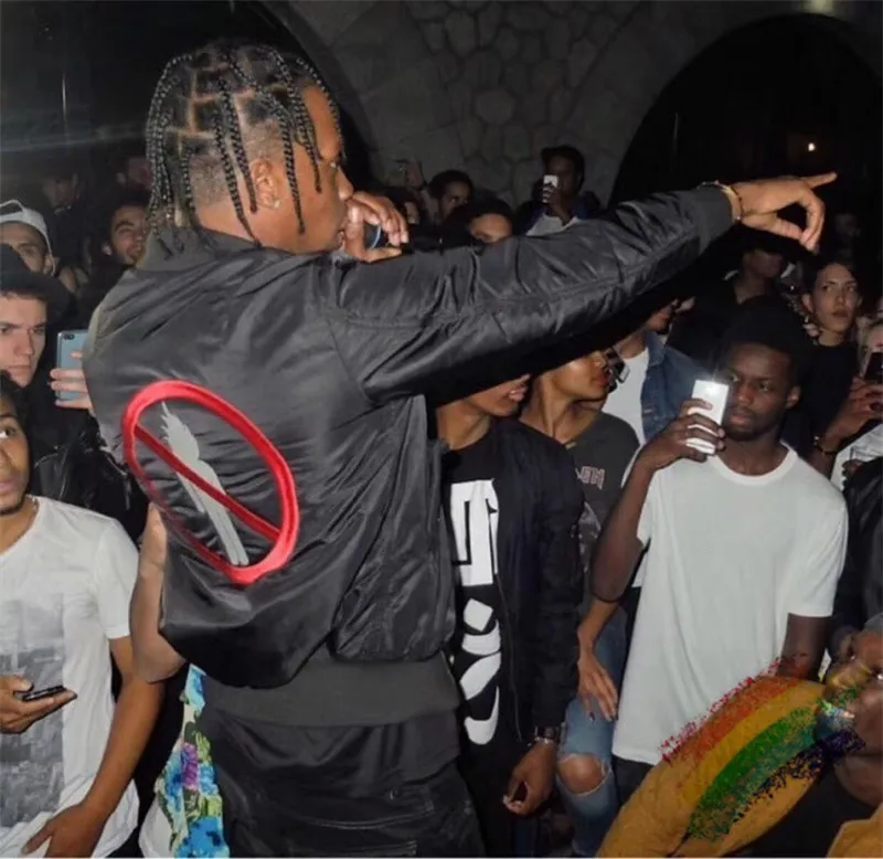 Трэвиса Скотта нет bystanders бомбардировщик Astroworld куртка Мужчины Женщины MA 1Embroidery