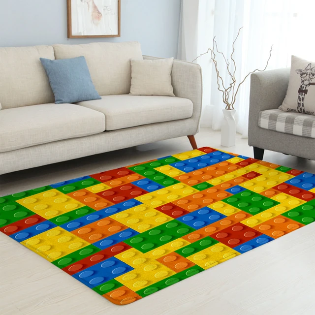 BlessLiving Toy Bricks Large Carpets for Living Room Building Blocks Rug Colorful Floor Mat 3d Printed Area Rug 152x244cm Tapis 2