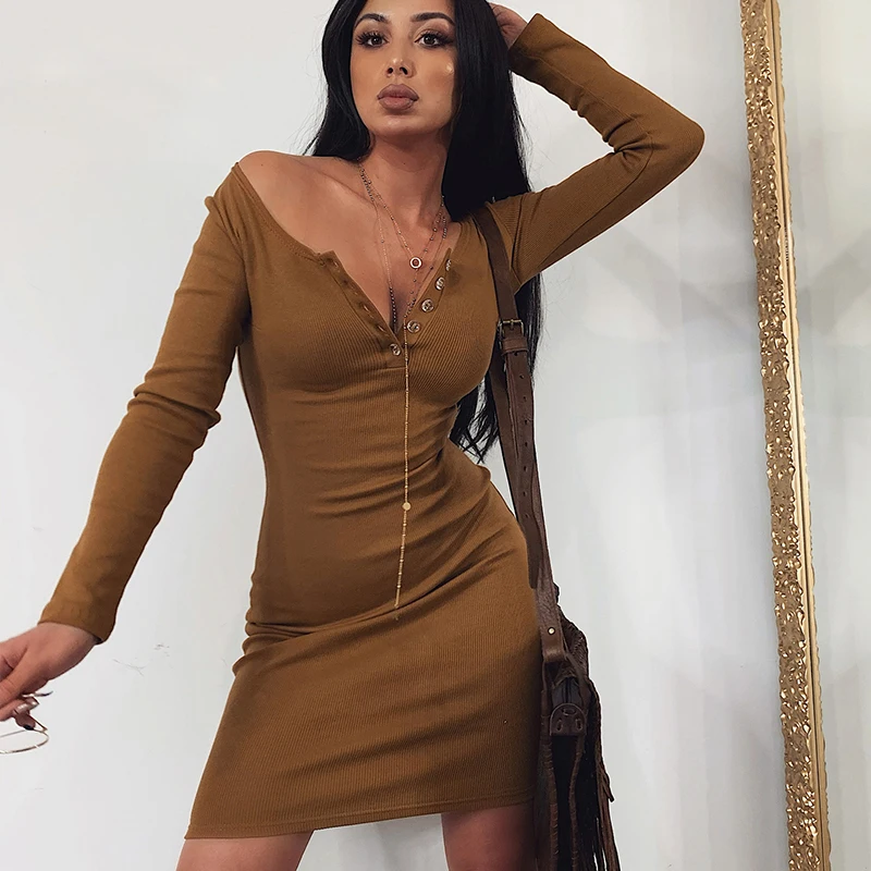 

Linglewei New Spring and Summer Women's Dress Temperamental cultivation Buttock One pace dress Button dress