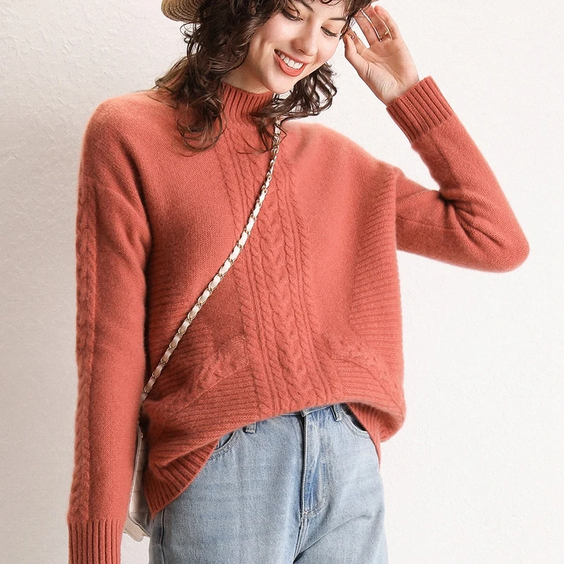 The knitting technology of new cashmere sweater in autumn and winter thickens women's jacket 100% pure | Женская одежда