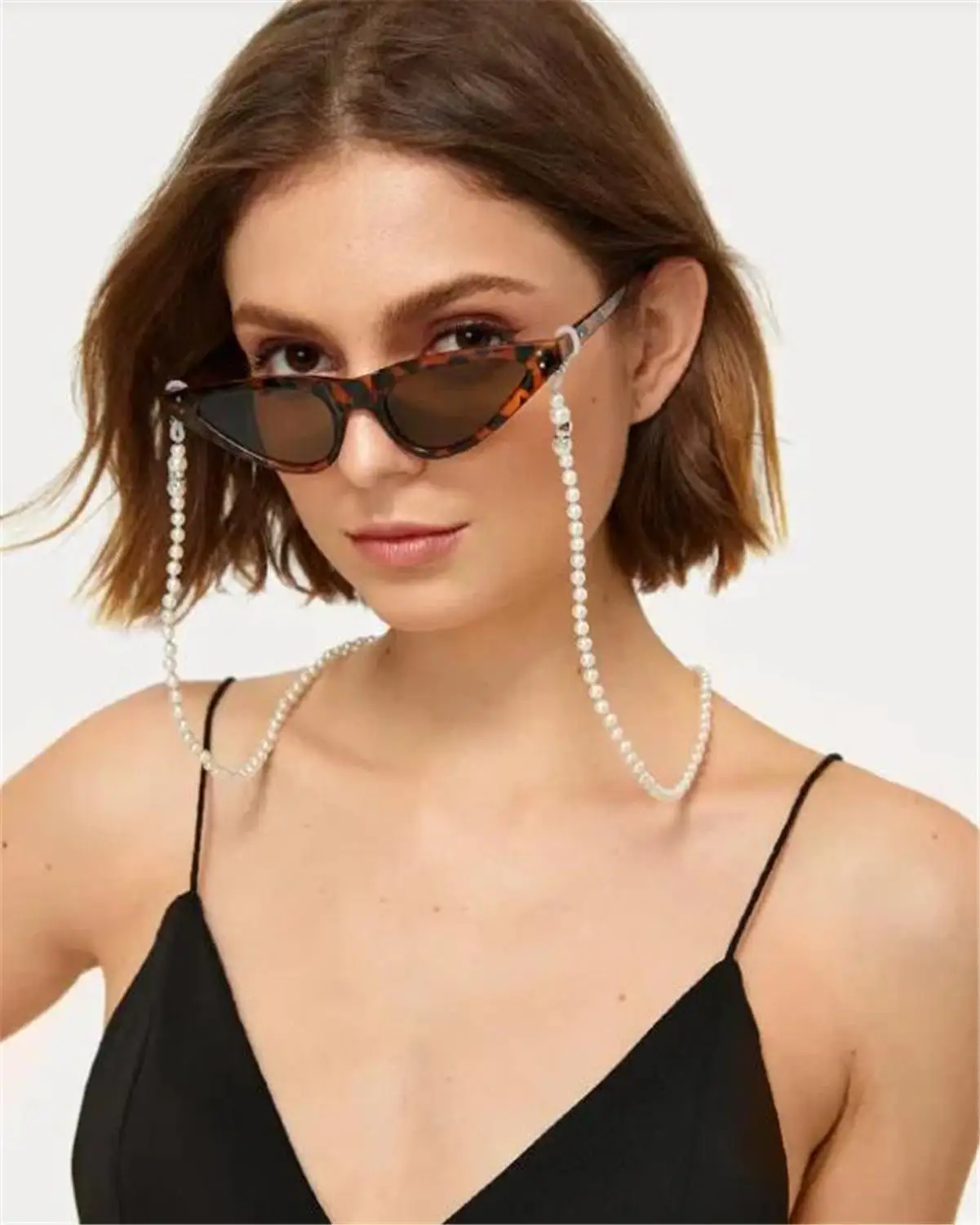 Солнцезащитные очки в форме морской звезды цепочки с жемчужинами стразы шнурок