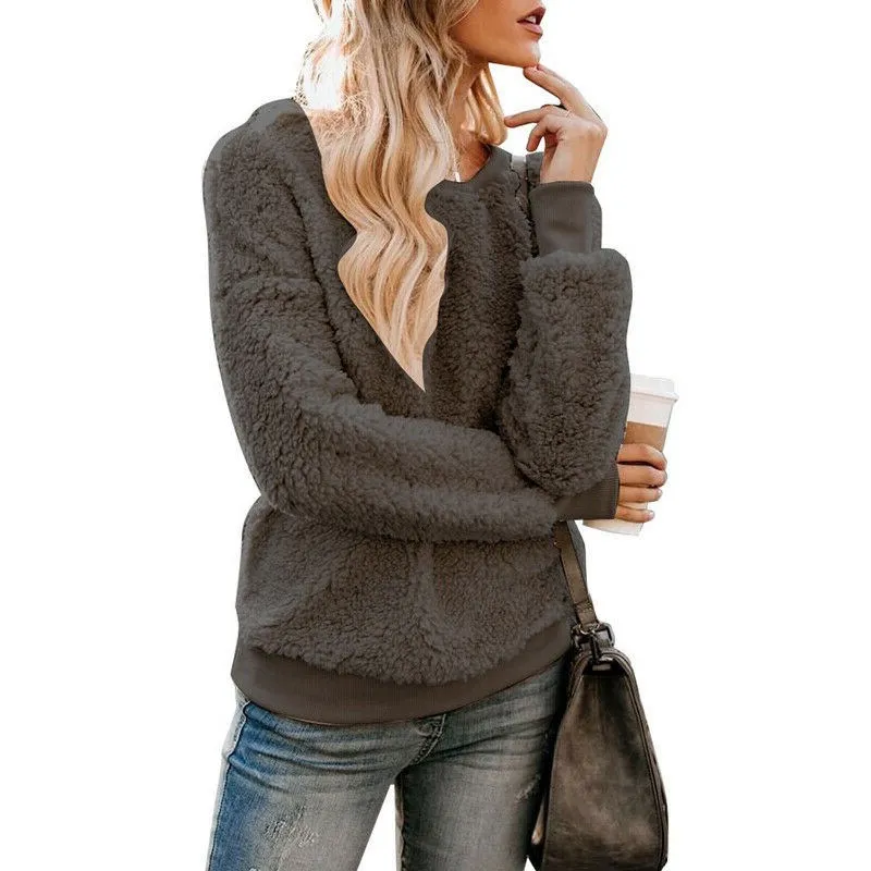 

Sweatshirts Top Casual Ladies Teddy Jumper Bear Fleece Womens Pullover