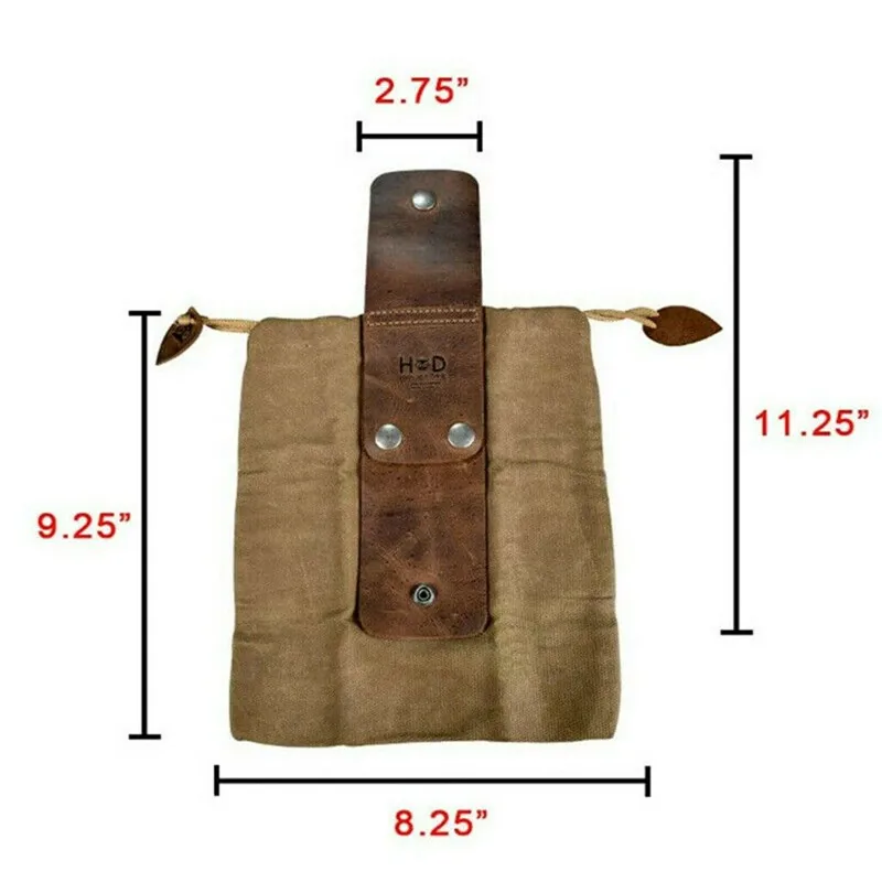 

Canvas Bushcraft Bag with Leather Cover & Buckle Foldable Heavy Duty Tool Pouch Outdoor Camping Storage Bag