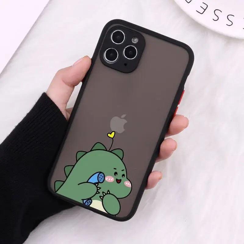

Cute little dinosaur Phone Cases Matte For iPhone 12 Mini 11 Pro XR XS Max 7 8 Plus X Hard PC Back Cover
