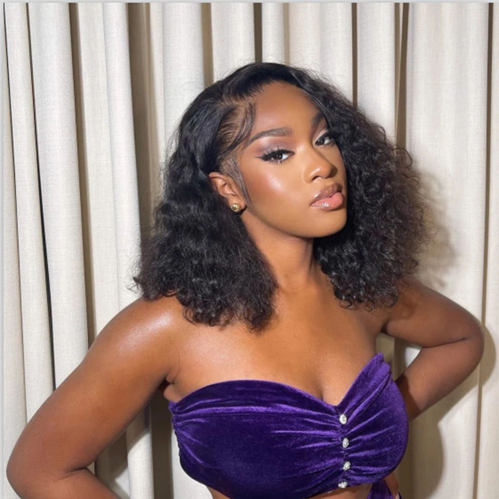 

Kinky Curly Wig 13x4x4 5x5 Lace Closure Wig Bob Lace Front Human Hair Wigs For Woman 150 Density Remy