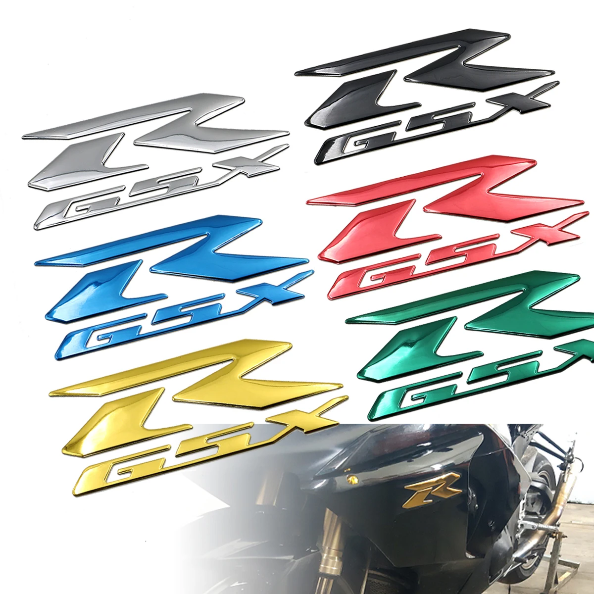 

1Pair Motorcycle Motorcross Emblem 3D Fender Tank Logo Decal Sticker For Suzuki GSXR 600 750 1000 K1/2/3/4/5/6/7/8/9