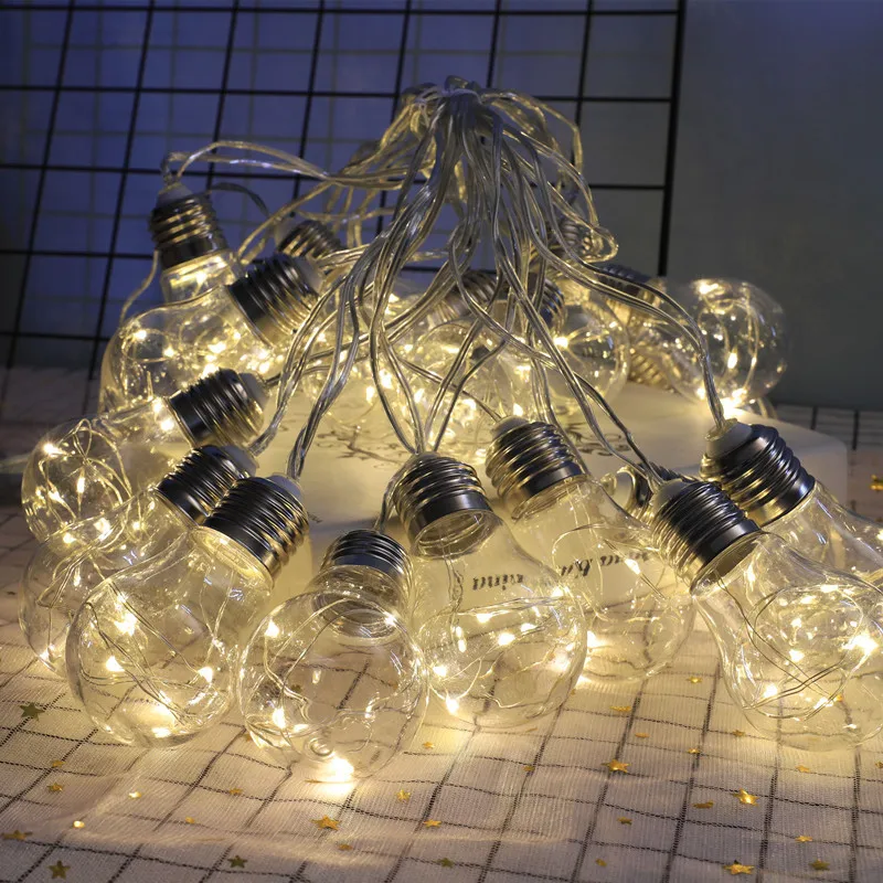 Livre com Fio de Cobre Luzes da Corda Luz ao ar Lâmpada Solar Led Fadas Luz Casamento Natal Decoração Navidad Luces 10 – 20 30