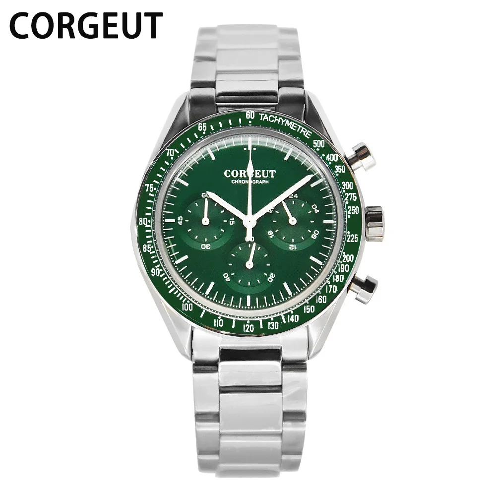CORGEUT New Men Watch Sport 24 Hours Multifunction Watches Luxury Full Steel Full Chronograph Quartz Clock Men Relogio Masculino