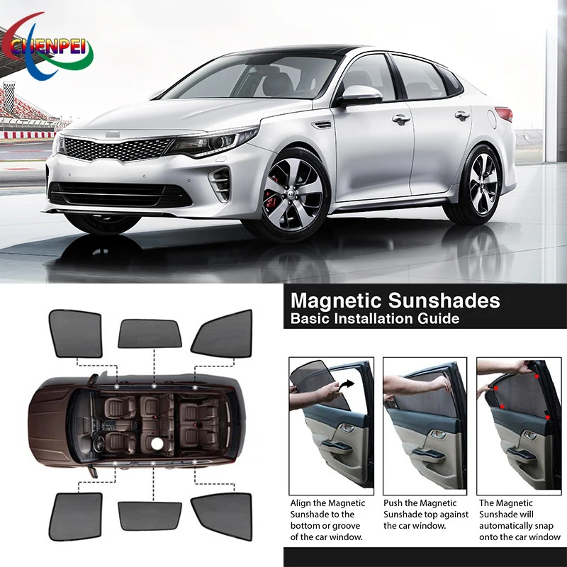 For Kia K5 2016 Car Full Side Windows Magnetic Sun Shade UV Protection Ray Blocking Mesh Visor Car Decoration Accessories