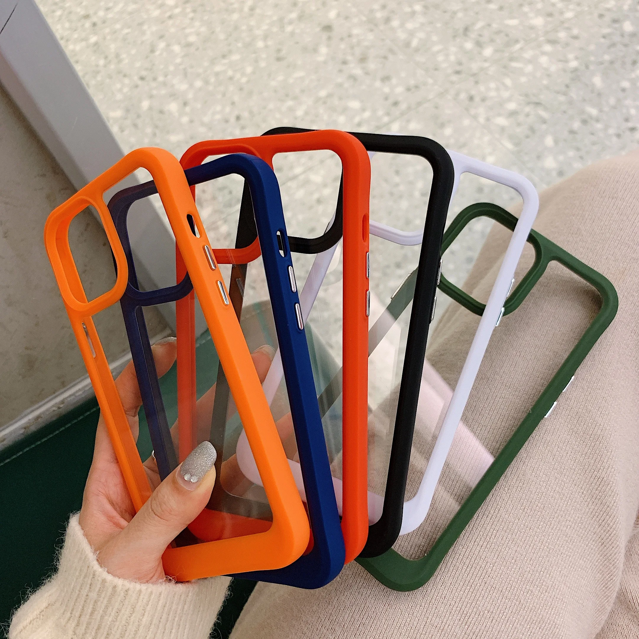 

Luxury Transparent Phone Case For iPhone 7 8 Plus SE X XS XR 11 12 13 Mini PRO MAX 2020 Colors Anti-Fall Protection Back Cover