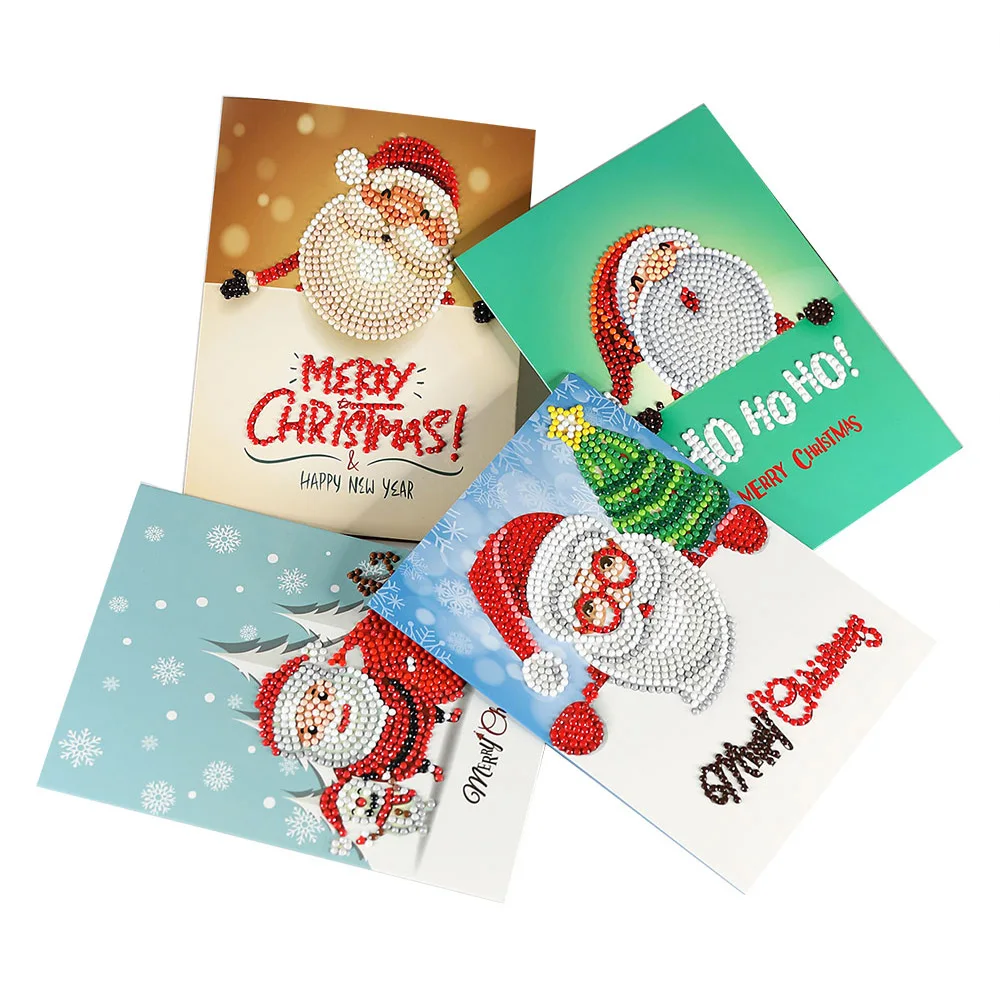 4 шт. Рождественская карта 5D бриллиантовый рисунок Рождество карты Алмазная