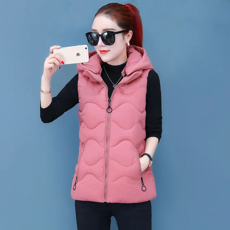 

ZQLZ жилет женский хлопок осень зима 2021 Повседневный Свободный жилет без рукавов с капюшоном для женщин однотонный Тонкий теплый жилет на мол...