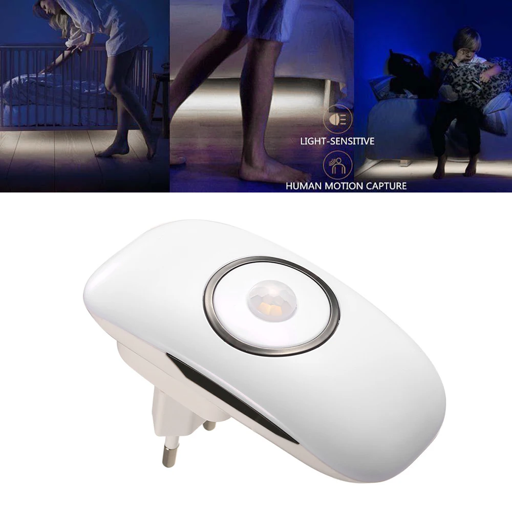 С Led датчиком света и PIR датчиком движения Функция светодиодный ночник с PIR AC 80-260 в светодиодный Ночной Датчик лампа 18 светодиодов