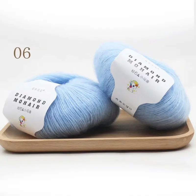 6 sky blue 25 г/шт., мохеровая пряжа, дешевая пряжа для вязания крючком, Детская шерстяная пряжа для вязания, свитер, носки, 166 М, 0,9 мм - Цвет: 6 sky blue