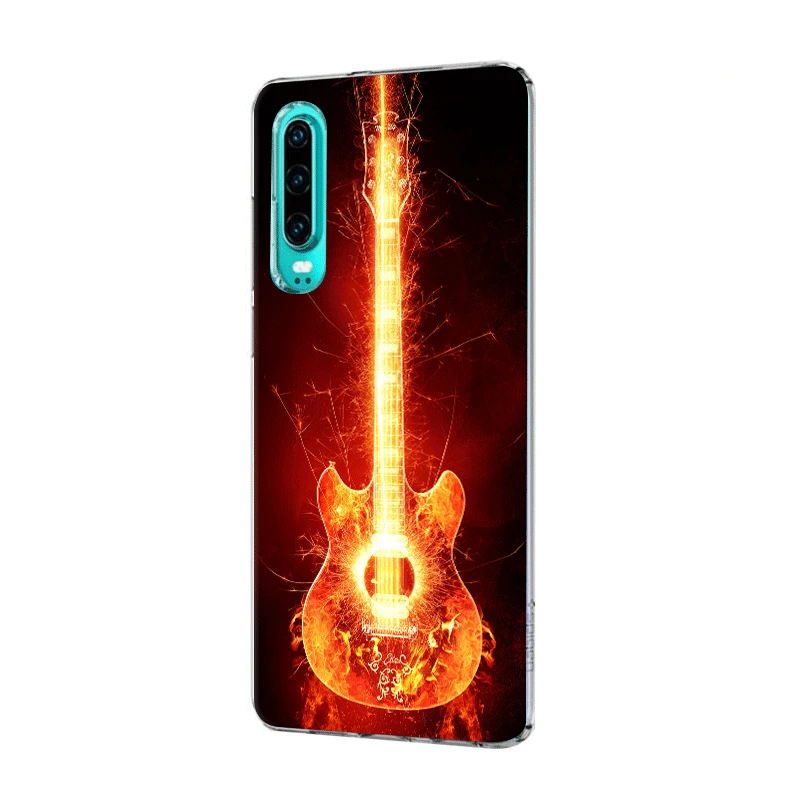 Mobile Phone Case For Huawei P30 P20 P10 P9 P8 P Sart Z Lite Pro Hard Cover Guitar Blue Music Note Electric Bass | Мобильные