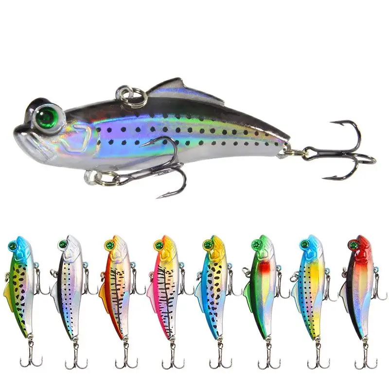 

XY-190 VIB Luya Lure 6.5cm 12.5g Fishing Baits Sinking Reflective Mirror with Ring Beads Hard Swimming Tackle 3D Fishs Tools