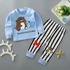Пижамный комплект для маленьких мальчиков и девочек, детская хлопковая рубашка с длинным рукавом + штаны, детская одежда с мультяшным рисунком, осенняя одежда для сна, костюм, пижама, одежда
