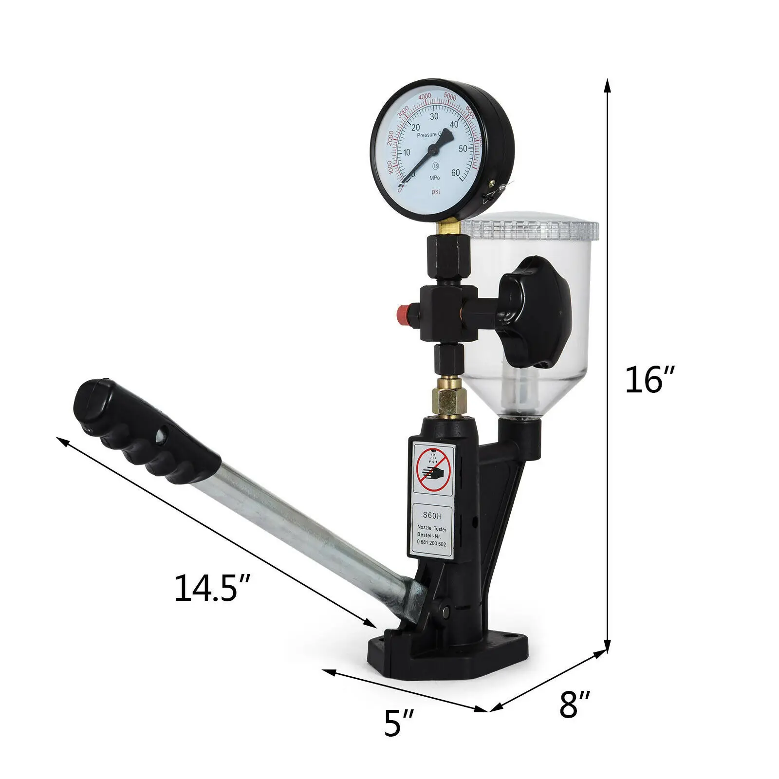 Accurate diesel burst pressure dual scale tester range 600-8000 PSI BAR injector nozzle | Бытовая техника