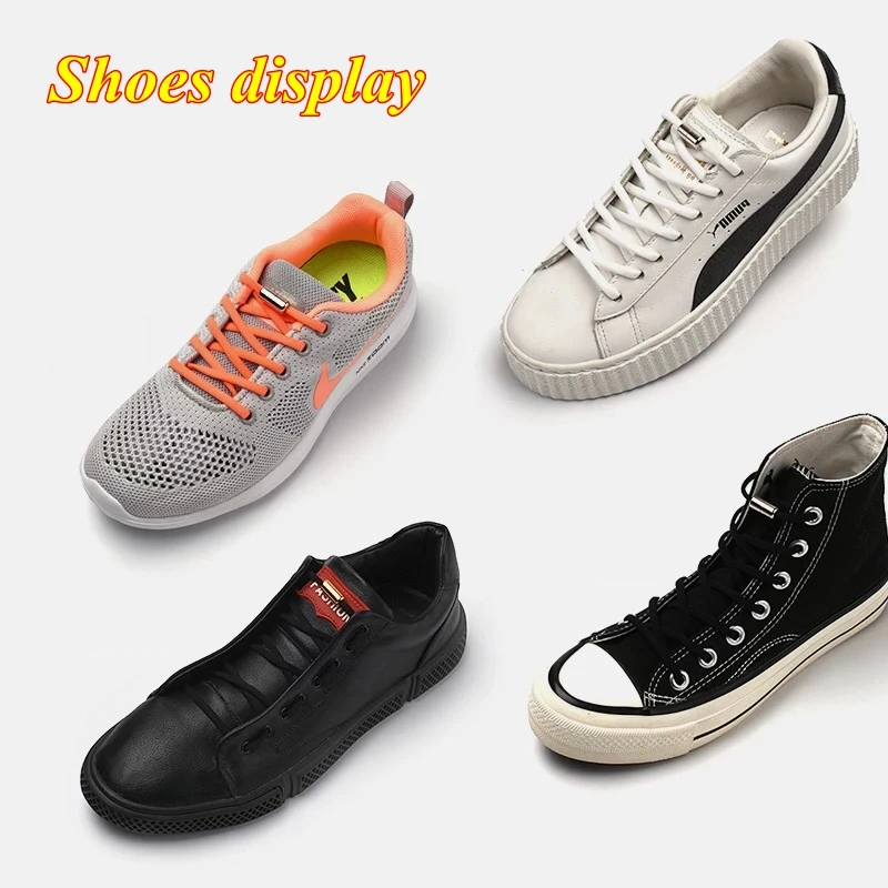 1Pair Elastic Locking Shoelaces Semicircle Shoelace Sneakers Shoe laces Quick No Tie Shoelace Kids Adult Shoes lace 21colors