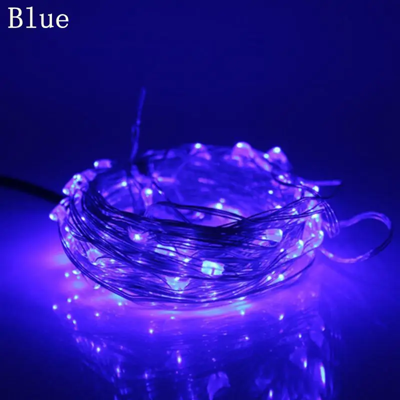 Blue 12 В 12 в 10 м/20 м/30 м/50 м светодиодный серебристый/медный провод струнный светильник светодиодный Сказочный гирляндовый светильник с адаптером питания для рождественского свадебного декора - Испускаемый цвет: Blue