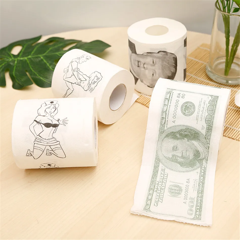 4 Roll Toilet Paper Funny Printed Tissue Prank Pattern Rolling Gift for Home Kitchen | Красота и здоровье
