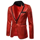 Мужской золотой красный блестки Slim Fit Balzer хип-хоп сценические певцы Выпускной костюм пиджак вечерний пиджак для мужчин