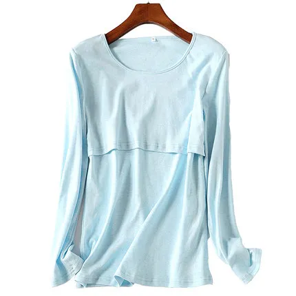 

Breastfeeding Mother Long Sleeve T-shirt Pregnant Maternity Sleep Loungh Month Clothes Spring Autumn Cotton Feeding Clothes Out