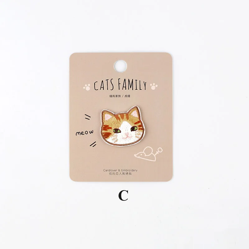C type Вышивка Кот патч железные на нашивках для одежды джинсы сумки лоскутное шитье аппликация милые животные Parches DIY наклейки на одежду - Цвет: C type