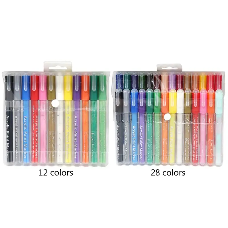 

12/28 Colors Fine Tip Washable Acrylic Paint Markers for Ceramic Glass Kids Craft Art Markers