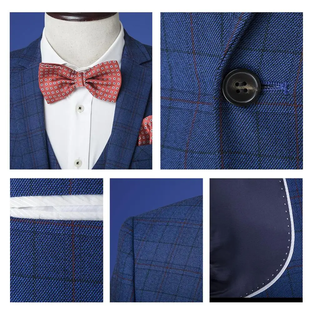 Новый модный костюм из 3 частей деловой мужской жениха для свадебной вечеринки