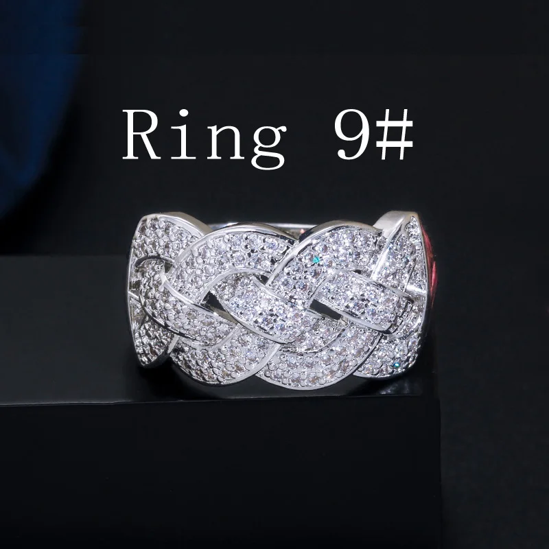 White Gold 9 Pera, кубический цирконий, женские золотые ювелирные изделия, большой массивный широкий браслет, браслет, кольцо, набор для роскошного свадебного костюма, аксессуары Z054 - Окраска металла: White Gold 9
